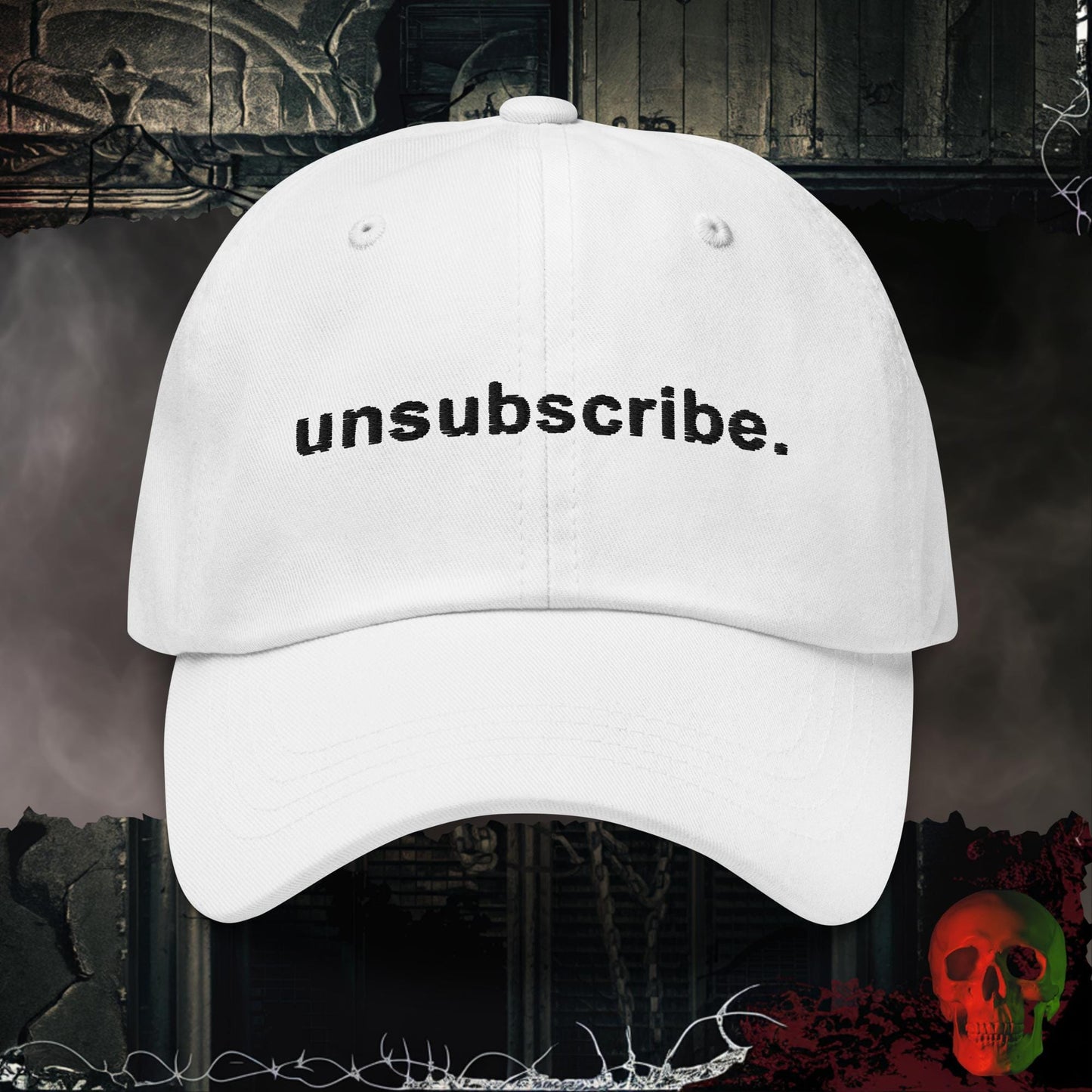 Hats White unsubscribe. Embroidered Hat