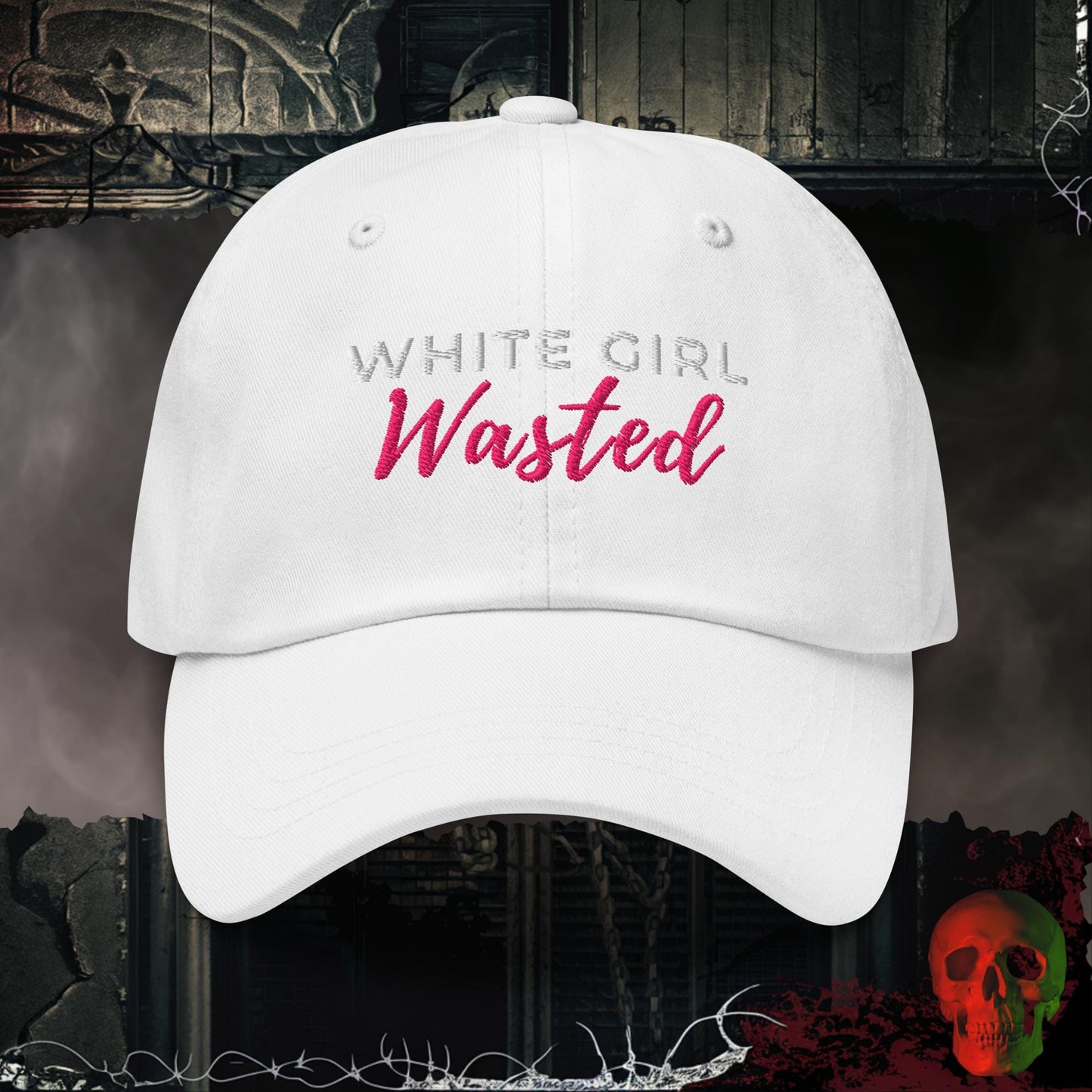 Hats White White Girl Wasted Embroidered Hat