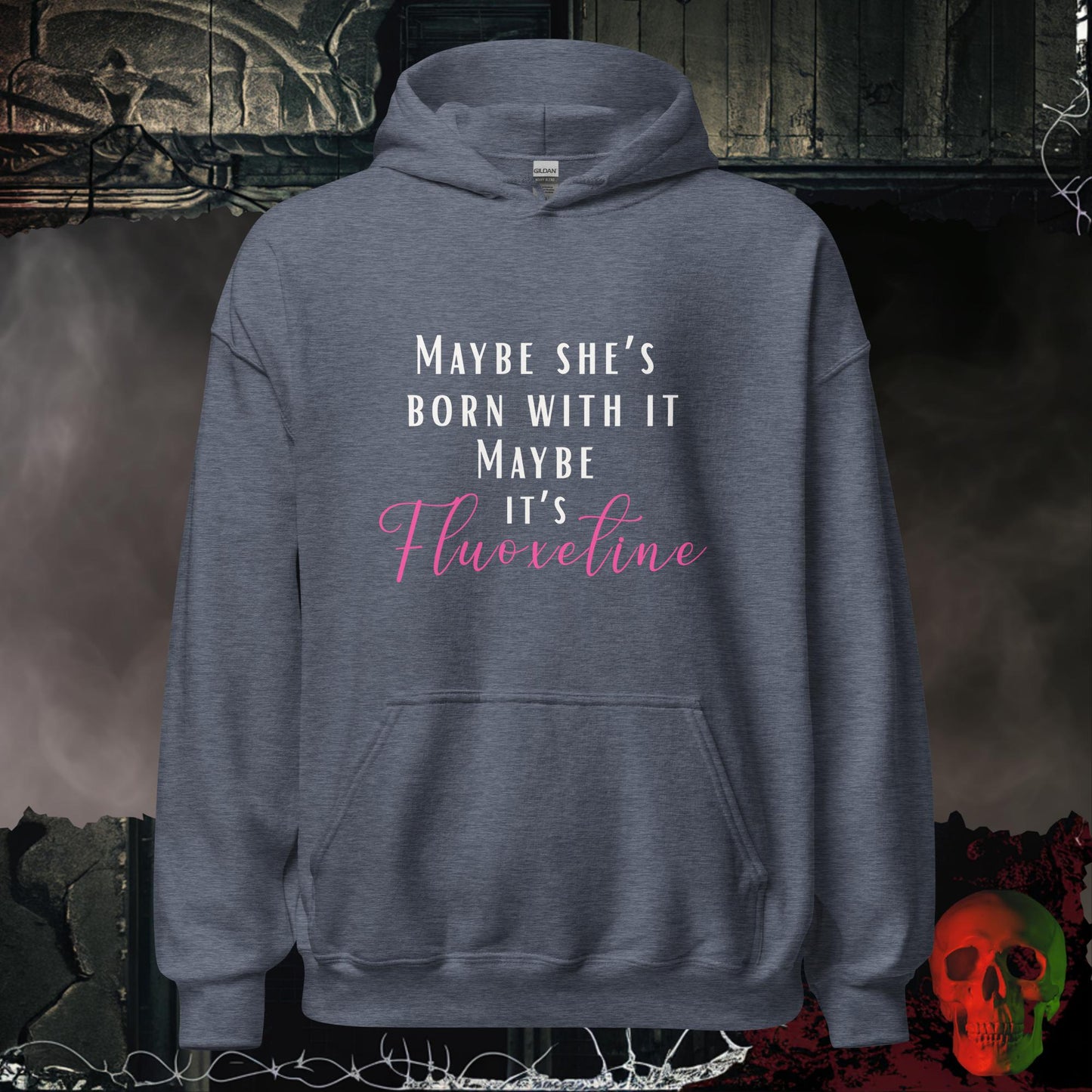 Hoodie Heather Sport Dark Navy / S Maybe She's Born With It Hoodie