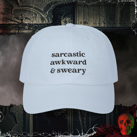 Light Blue Sarcastic and Sweary Embroidered Hat