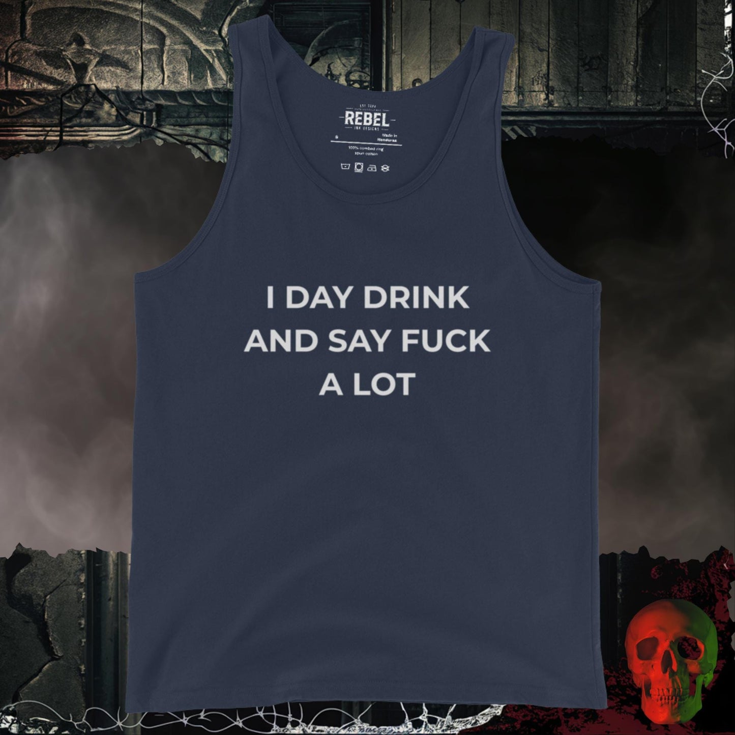 Men's Tank' Navy / S I Day Drink and Say Fuck a Lot Tank Top Bold Funny Shirt