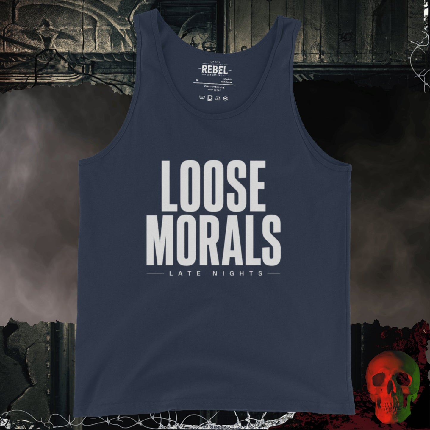 Men's Tank' Navy / S Loose Morals Late Nights Bold Men's Statement Tank