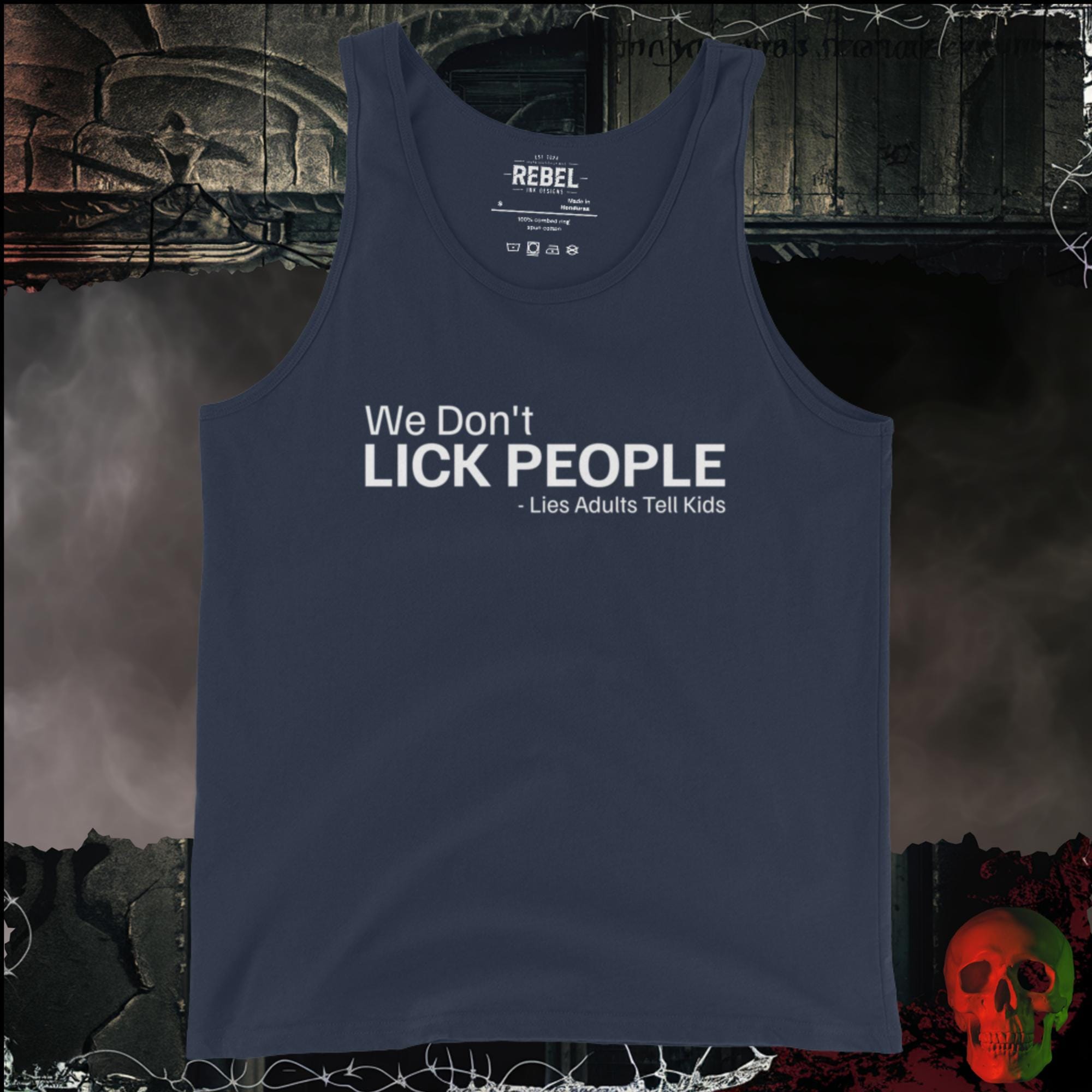 Men's Tank' Navy / S We Don't Lick People Men's Tank Top | Rebel Ink Designs