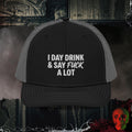 Premium Trucker Black / Charcoal Day Drink & Say It Loud | Richardson 112 Embroidered Trucker Hat