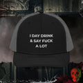 Premium Trucker Black / Charcoal Day Drinker | Richardson 112 Embroidered Trucker