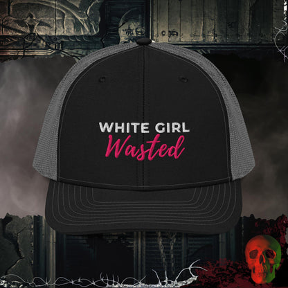 Premium Trucker Black / Charcoal White Girl Wasted | Richardson 112 Embroidered Trucker Hat