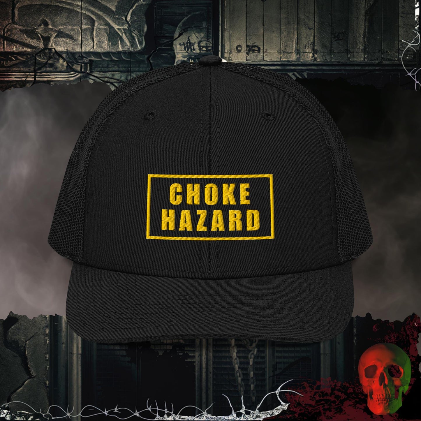 Premium Trucker Black Choke Hazard | Richardson 112 Embroidered Trucker Hat