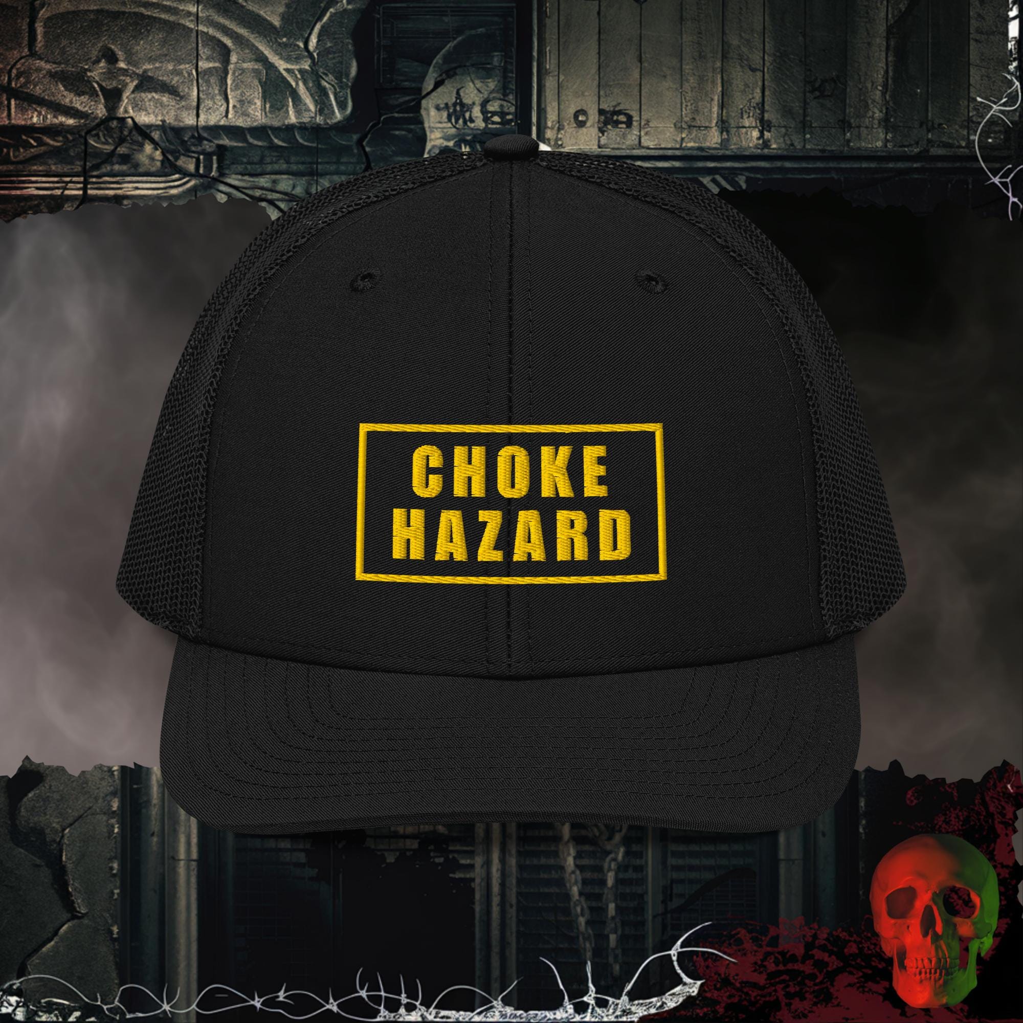 Premium Trucker Black Choke Hazard | Richardson 112 Embroidered Trucker Hat