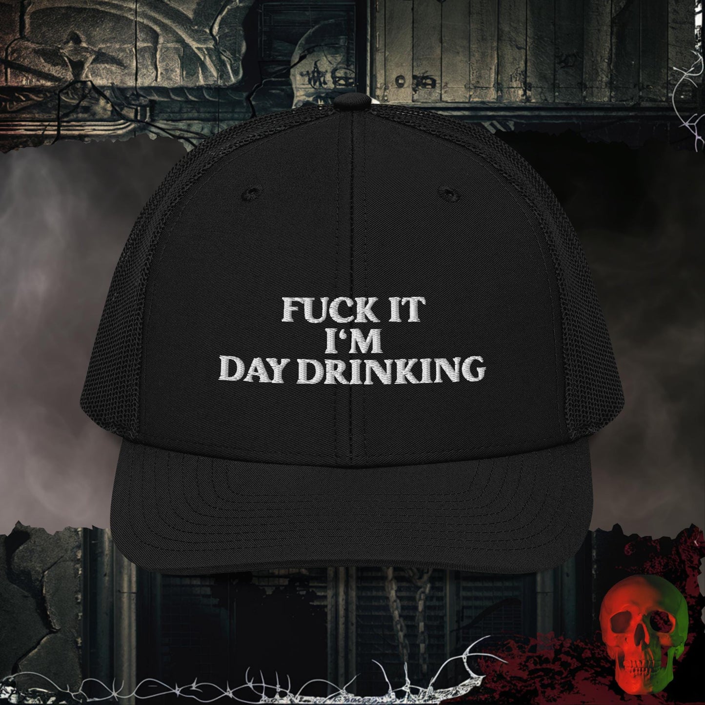 Premium Trucker Black F@ck It I’m Day Drinking | Richardson 112 Embroidered Trucker Hat