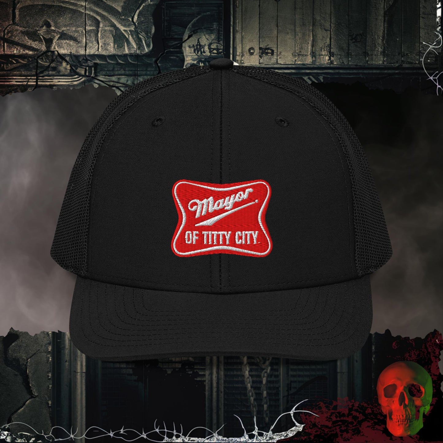 Premium Trucker Black Mayor of Titty City | Richardson 112 Embroidered Trucker Hat