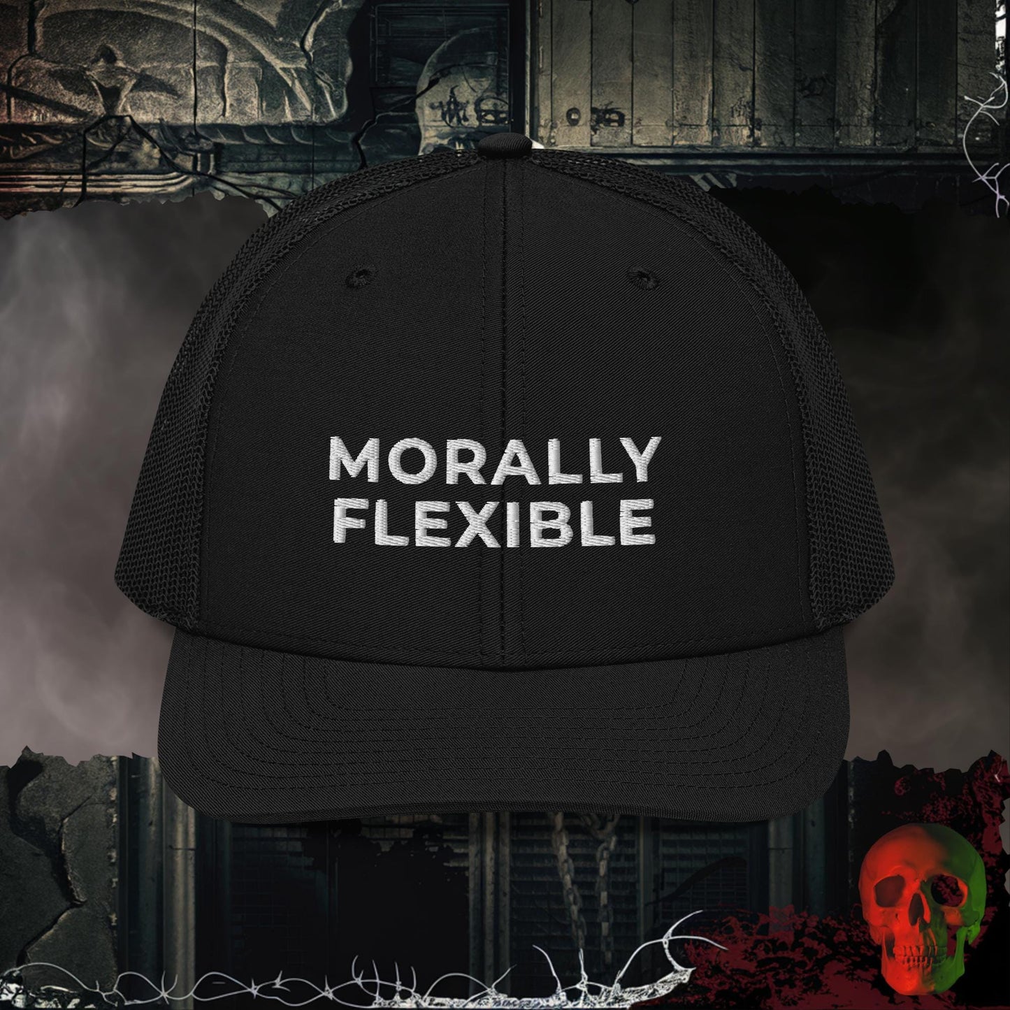 Premium Trucker Black Morally Flexible | Richardson 112 Embroidered Trucker Hat