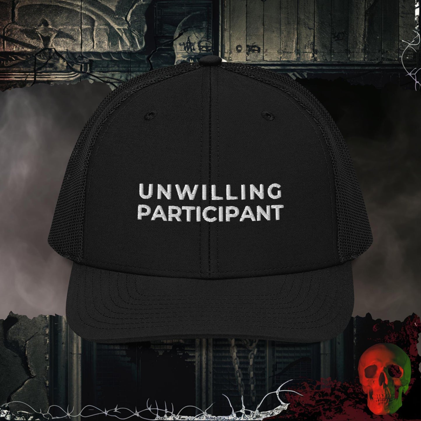 Premium Trucker Black Unwilling Participant | Richardson 112 Embroidered Trucker Hat