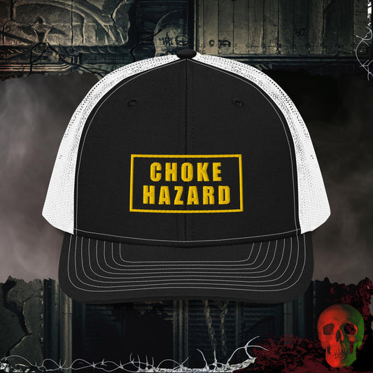 Premium Trucker Black / White Choke Hazard | Richardson 112 Embroidered Trucker Hat