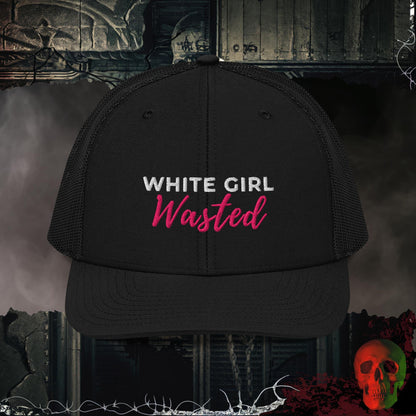 Premium Trucker Black White Girl Wasted | Richardson 112 Embroidered Trucker Hat