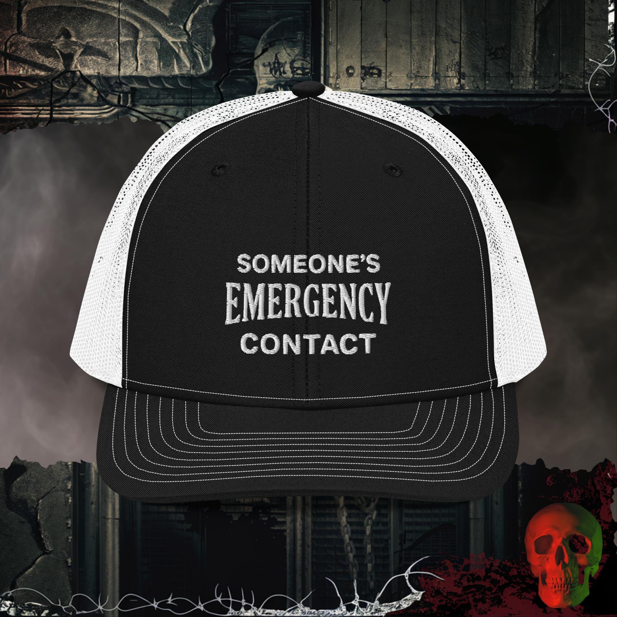 Premium Trucker Black / White Someone’s Emergency Contact | Richardson 112 Embroidered Trucker Hat