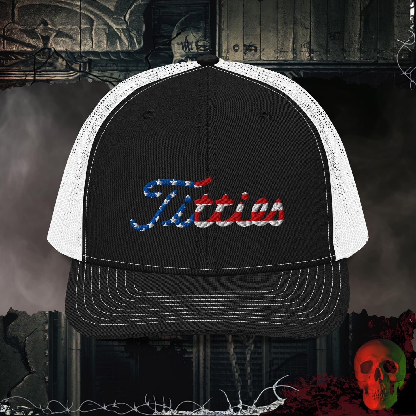 Premium Trucker Black / White Titties | Richardson 112 Embroidered Trucker Hat