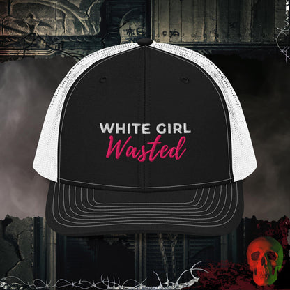 Premium Trucker Black / White White Girl Wasted | Richardson 112 Embroidered Trucker Hat
