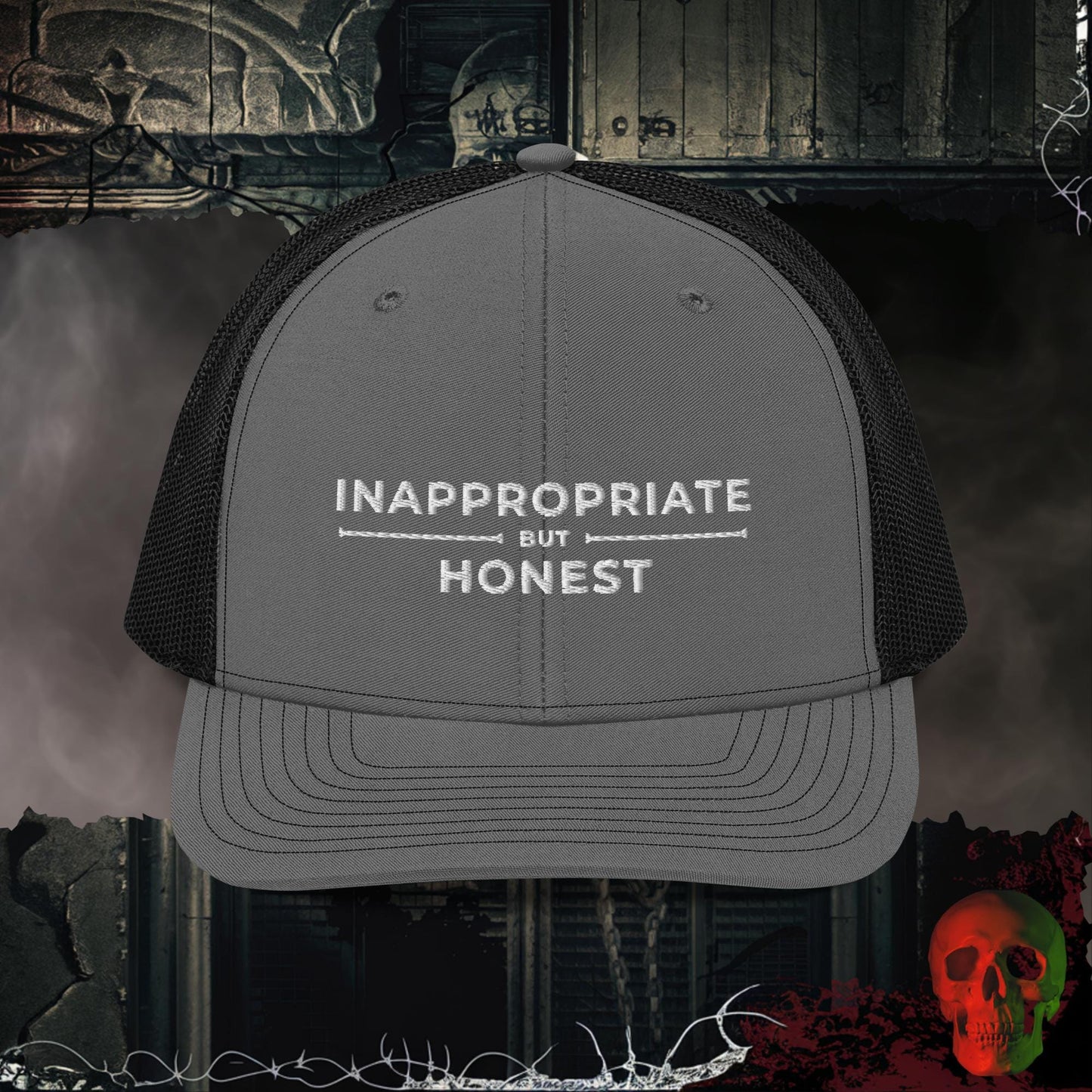 Premium Trucker Charcoal/Black Inappropriate But Honest | Richardson 112 Embroidered Trucker Hat
