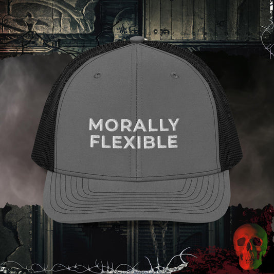 Premium Trucker Charcoal/Black Morally Flexible | Richardson 112 Embroidered Trucker Hat