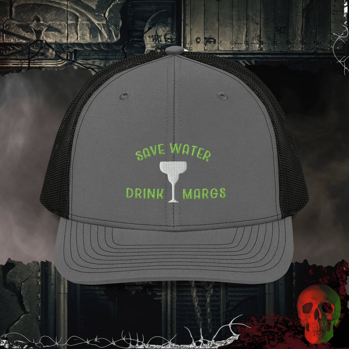 Premium Trucker Charcoal/Black Save Water Drink Margs Richardson 112 Embroidered Trucker Hat