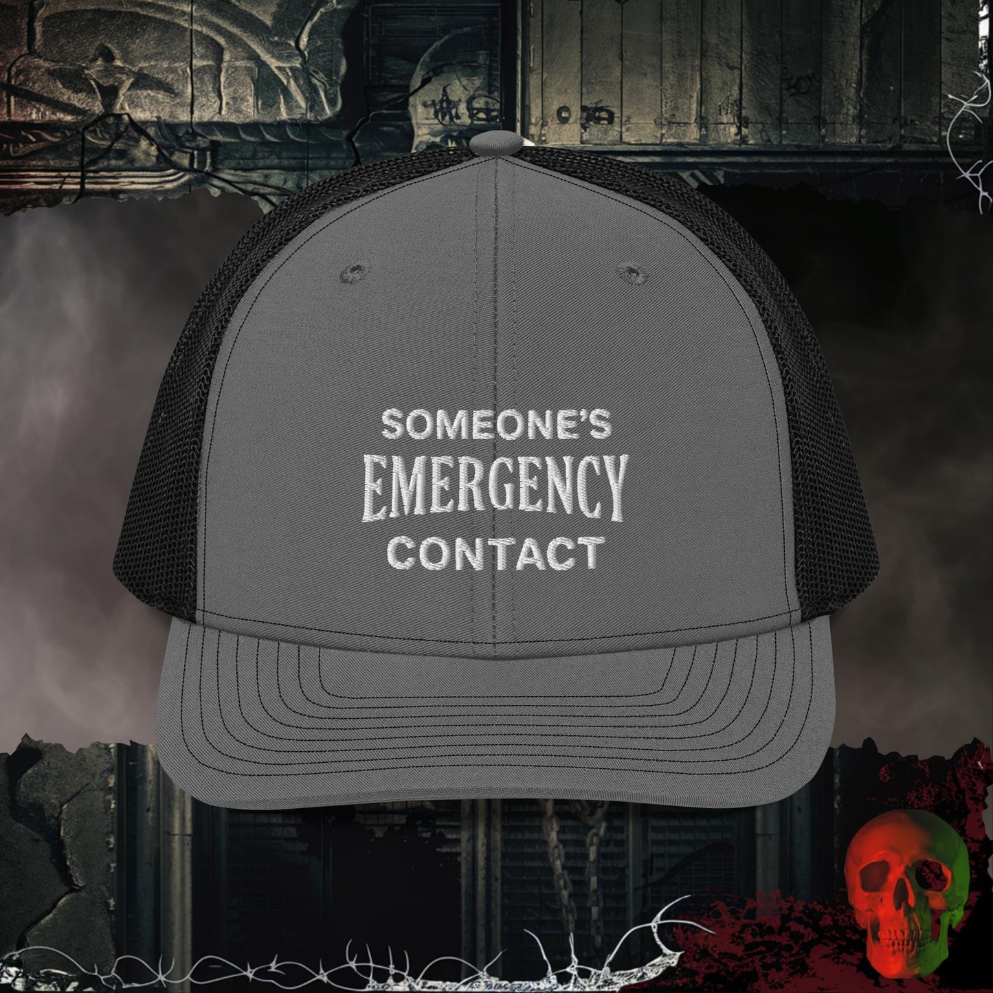 Premium Trucker Charcoal/Black Someone’s Emergency Contact | Richardson 112 Embroidered Trucker Hat