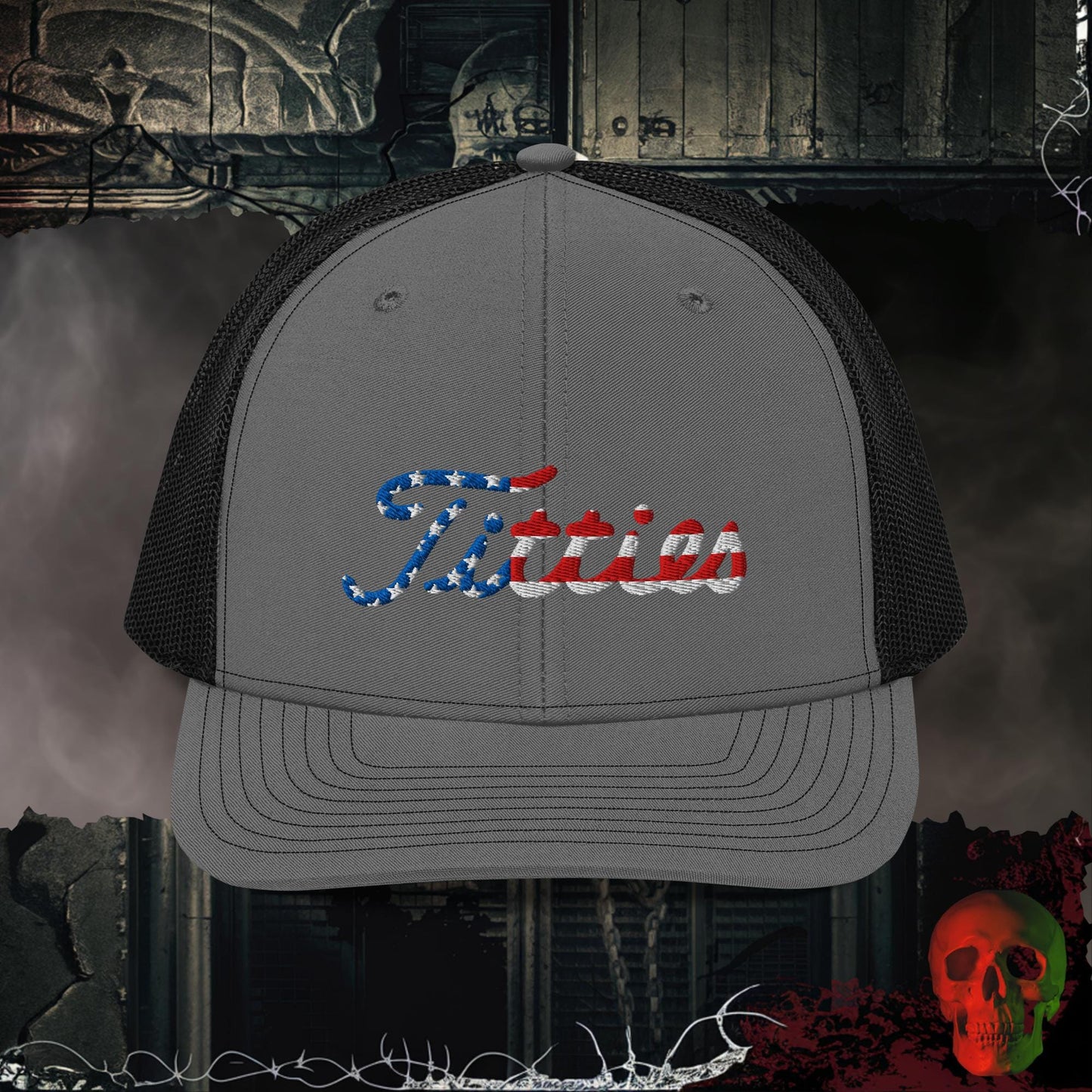 Premium Trucker Charcoal/Black Titties | Richardson 112 Embroidered Trucker Hat
