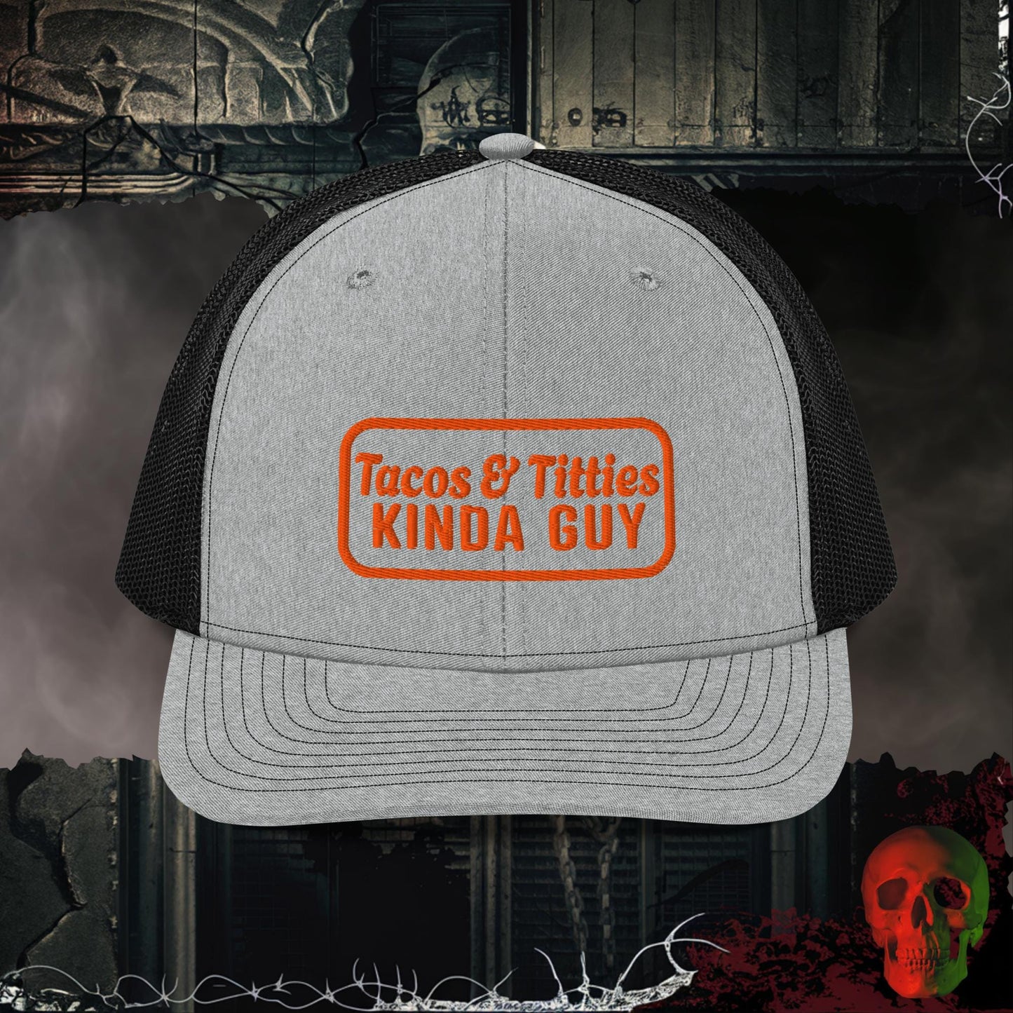 Premium Trucker Heather Grey / Black Tacos & Titties Kinda Guy | Richardson 112 Embroidered Trucker Hat