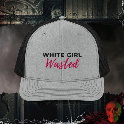 Premium Trucker Heather Grey / Black White Girl Wasted | Richardson 112 Embroidered Trucker Hat