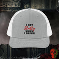 Premium Trucker Heather Grey/White I Get Slutty When I Drink | Richardson 112 Embroidered Trucker Hat