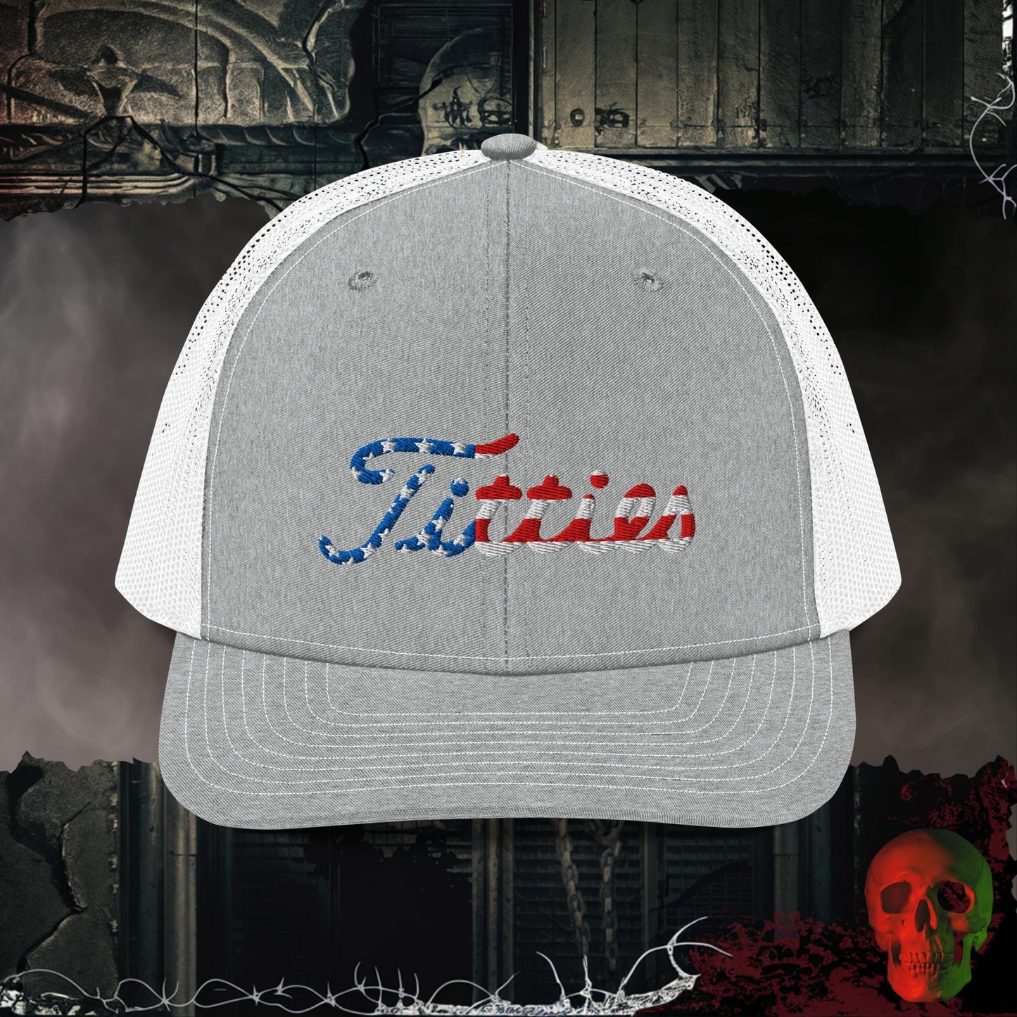 Premium Trucker Heather Grey/White Titties | Richardson 112 Embroidered Trucker Hat