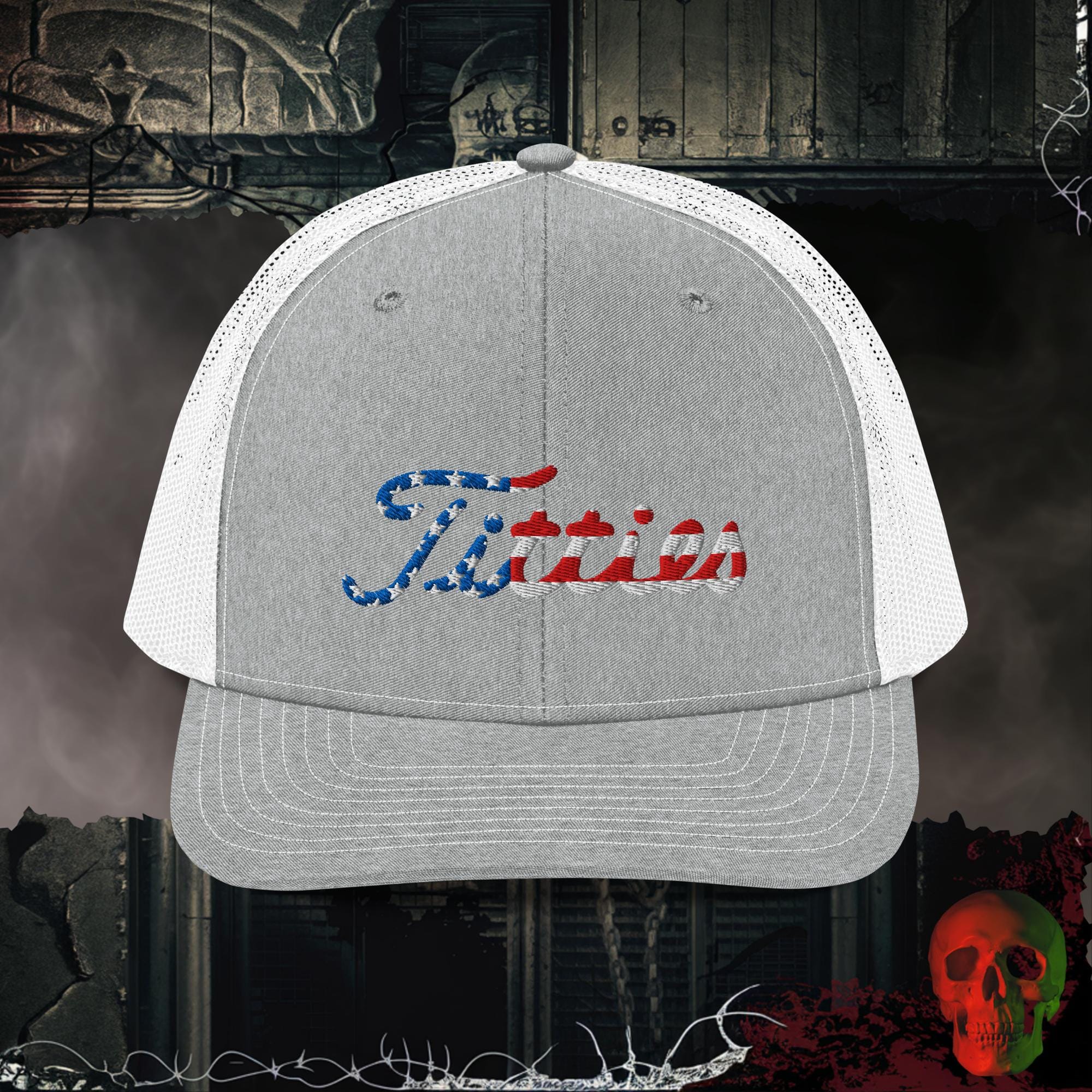Premium Trucker Heather Grey/White Titties | Richardson 112 Embroidered Trucker Hat