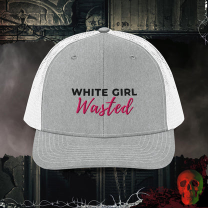 Premium Trucker Heather Grey/White White Girl Wasted | Richardson 112 Embroidered Trucker Hat