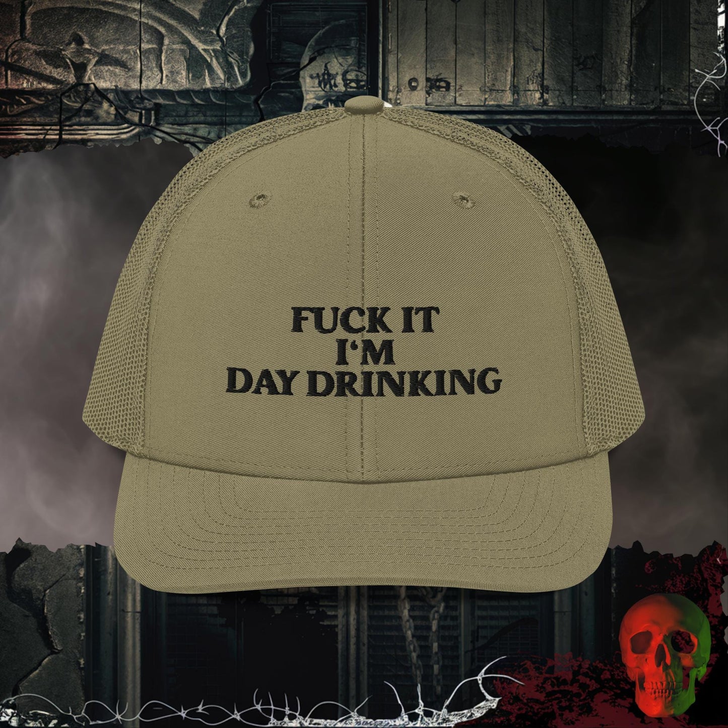Premium Trucker Loden F@ck It I’m Day Drinking | Richardson 112 Embroidered Trucker Hat