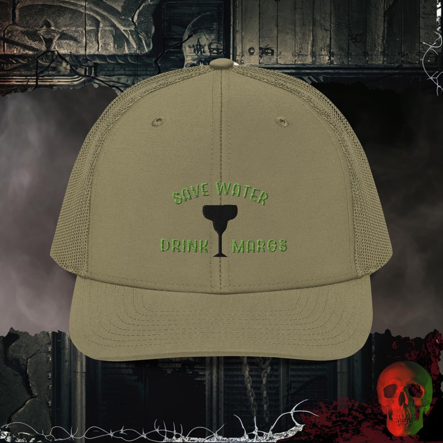 Premium Trucker Loden Save Water Drink Margs Richardson 112 Embroidered Trucker Hat