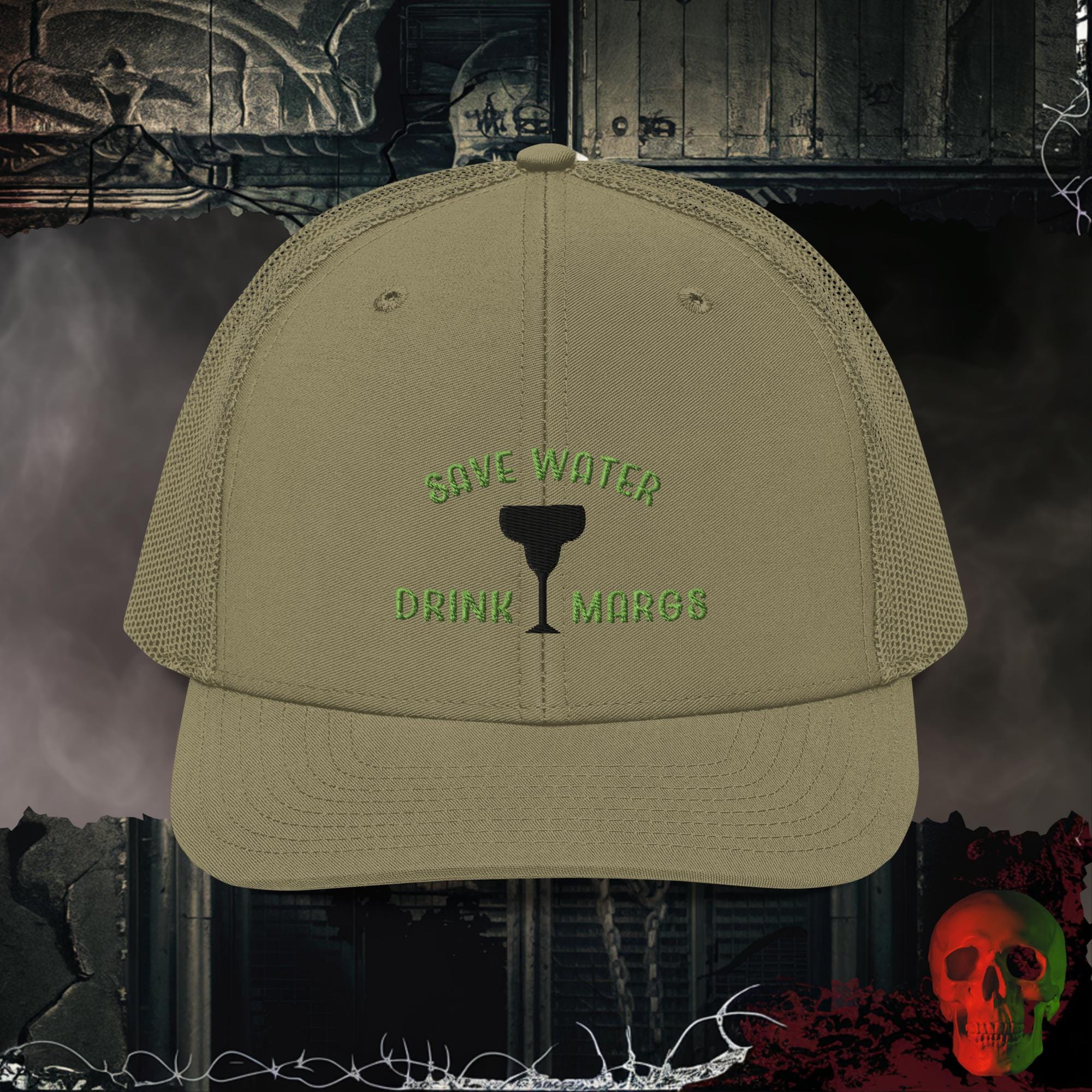 Premium Trucker Loden Save Water Drink Margs Richardson 112 Embroidered Trucker Hat