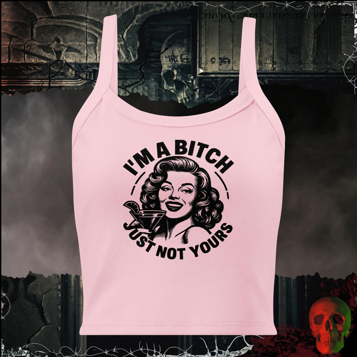 Solid Pink Blend / XS I'm a Bitch, Just Not Yours Women's Crop Tank | Rebel Ink Designs