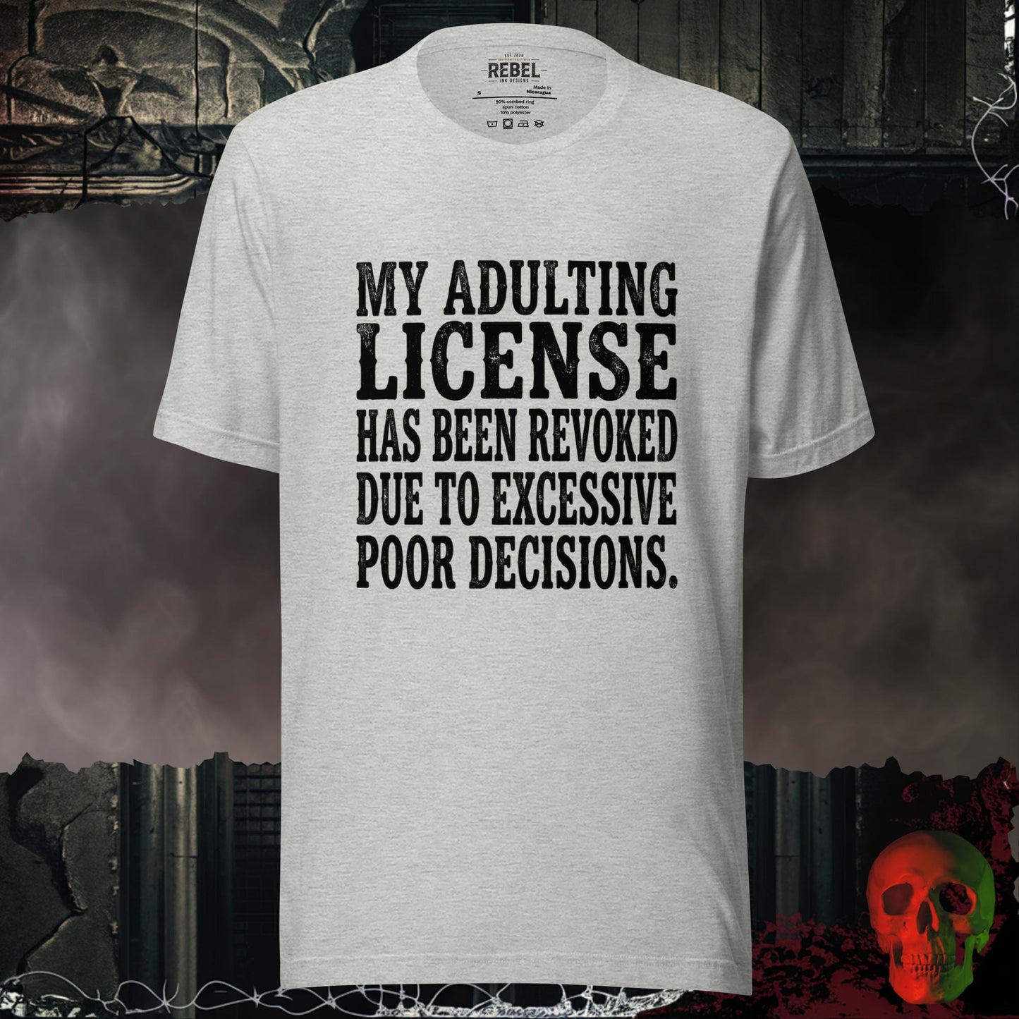 T-Shirt Athletic Heather / S Adulting License Revoked Tee