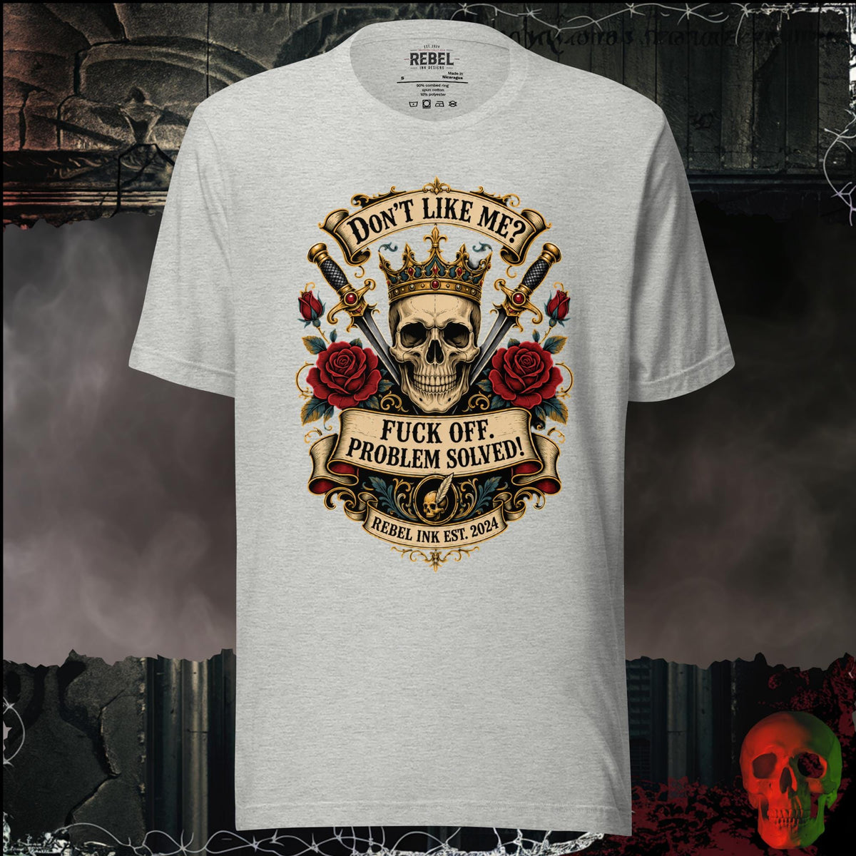 T-Shirt Athletic Heather / S Don't Like Me? F*ck Off. Problem Solved Graphic Tee | Rebel Ink Designs