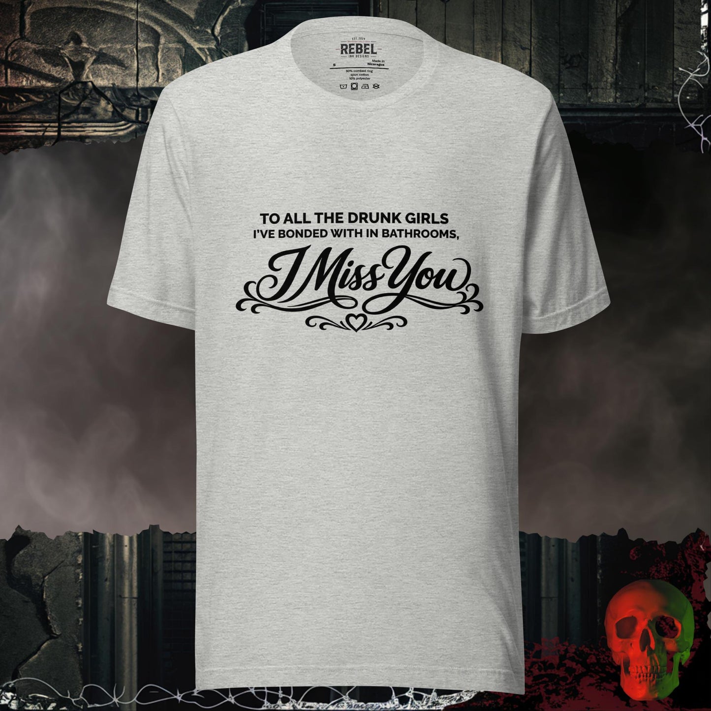 T-Shirt Athletic Heather / S Drunk Bathroom Friends Tee