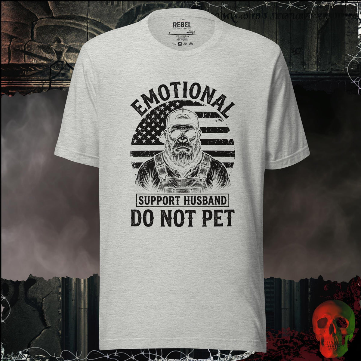 T-Shirt Athletic Heather / S Emotional Support Husband Do Not Pet Graphic Tee | Rebel Ink Designs