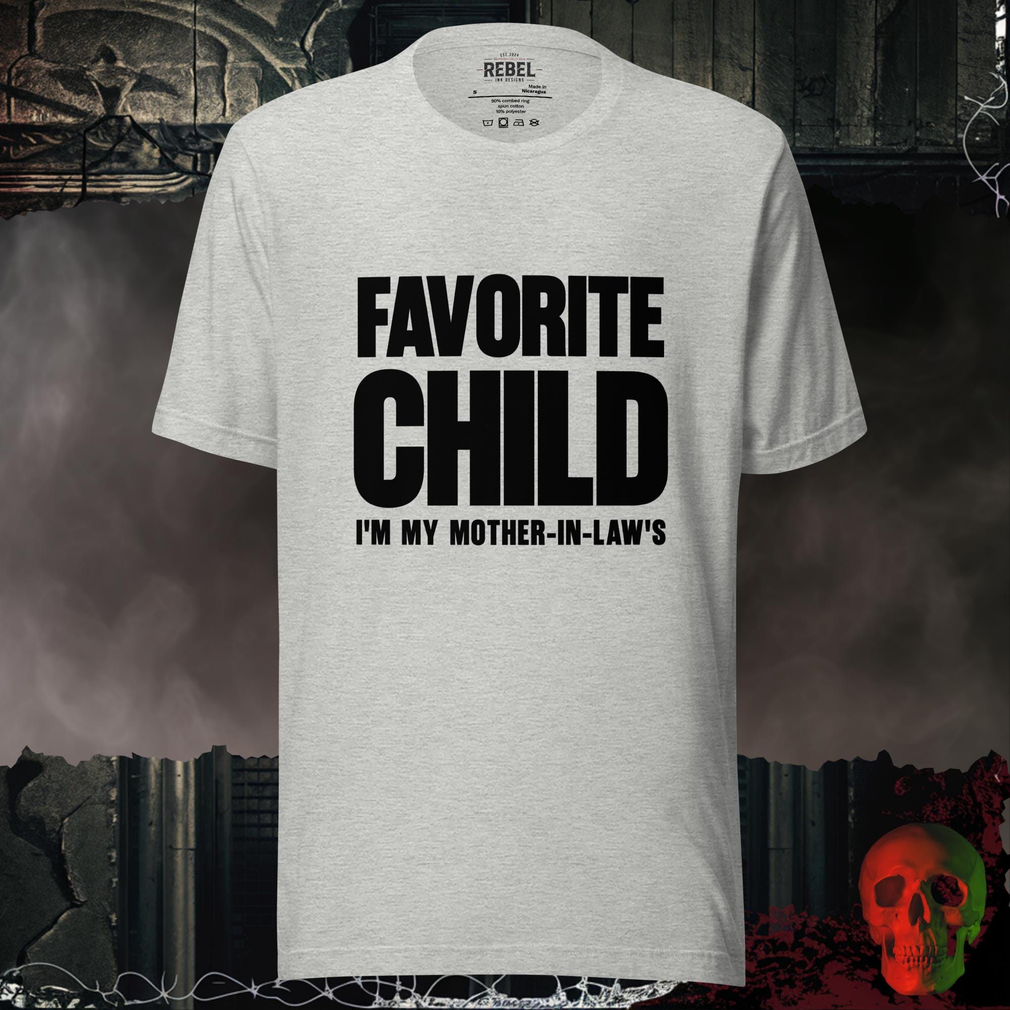 T-Shirt Athletic Heather / S Favorite Child I'm My Mother-In-Law's Graphic Statement Tee