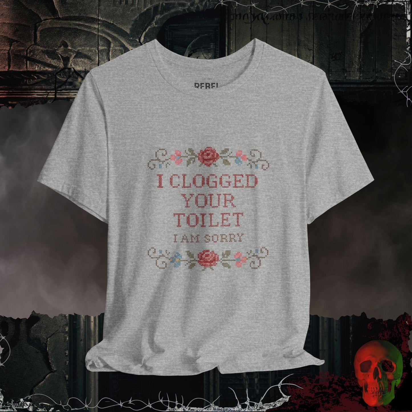 T-Shirt Athletic Heather / S Floral Apology Toilet Tee