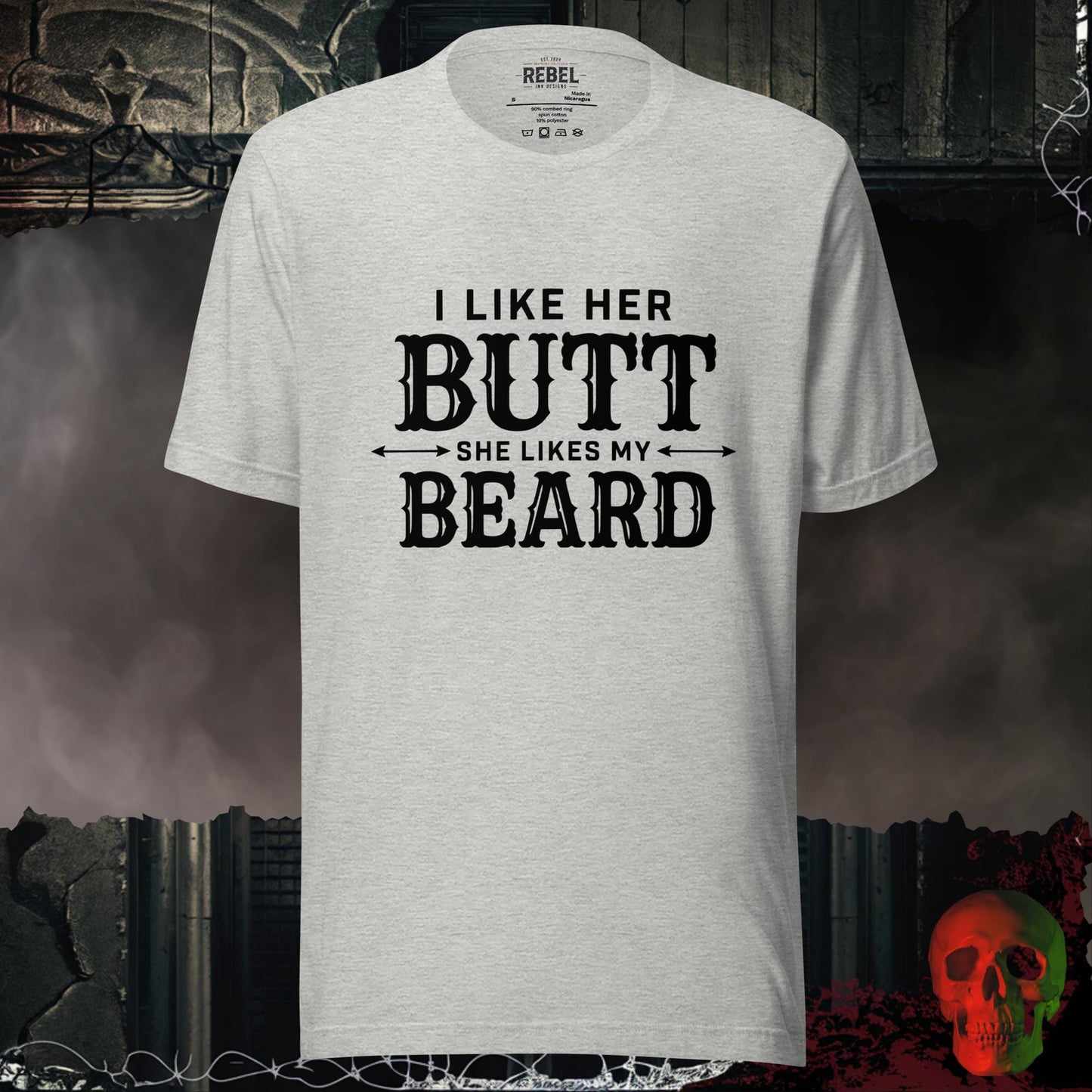 T-Shirt Athletic Heather / S I Like Her Butt She Likes My Beard Tee