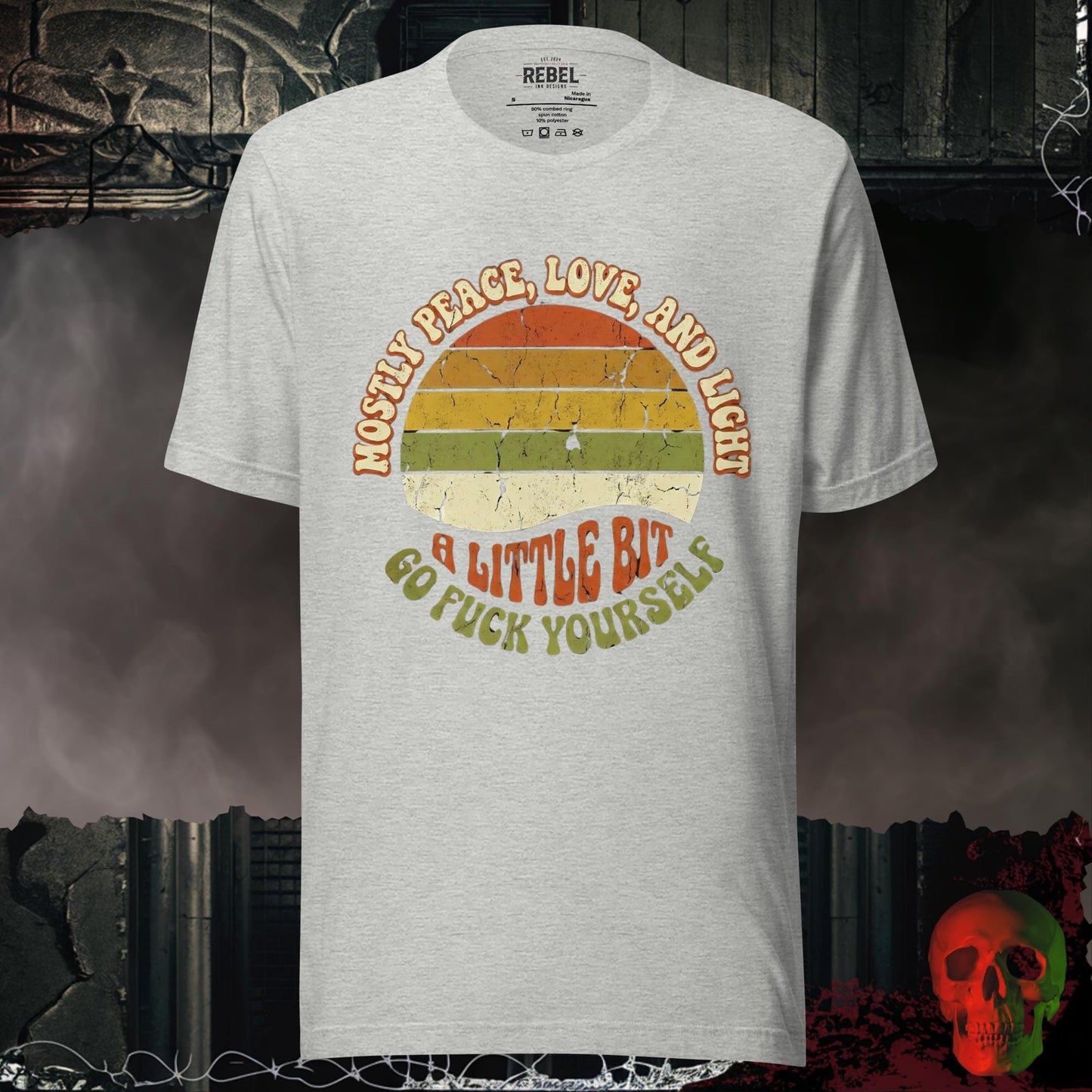 T-Shirt Athletic Heather / S Mostly Peace, Love and Light Tee