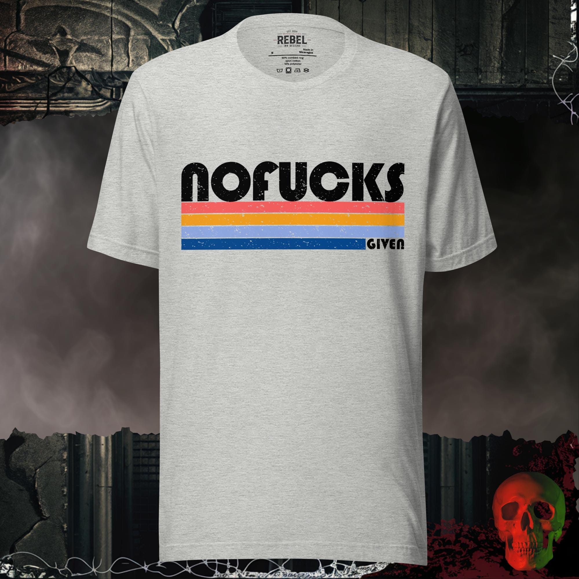 T-Shirt Athletic Heather / S No F*cks Given Graphic Tee Retro Graphic Tee | Rebel Ink Designs