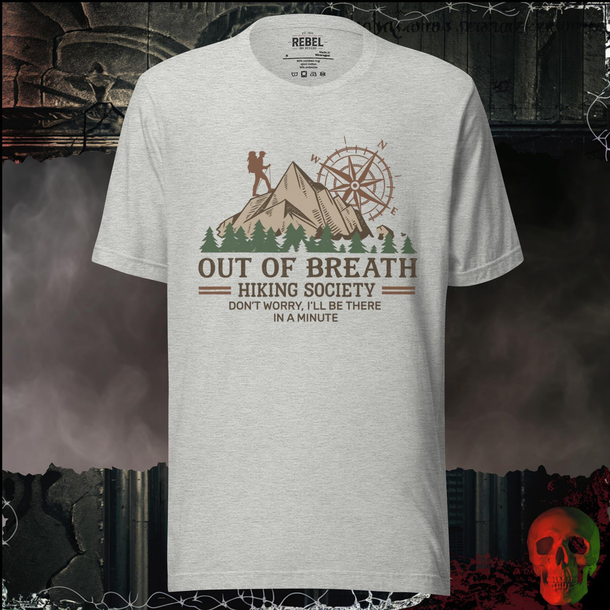 T-Shirt Athletic Heather / S Out of Breath Hiking Society Graphic Tee | Rebel Ink Designs