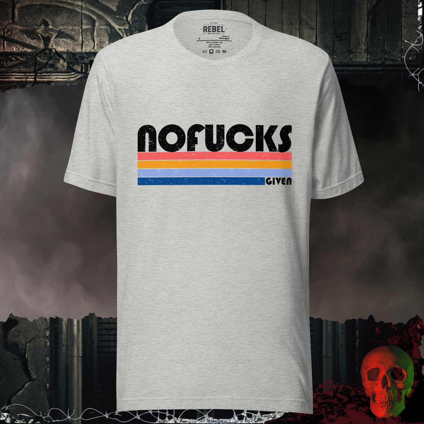 T-Shirt Athletic Heather / S Retro No F*cks Given T-Shirt