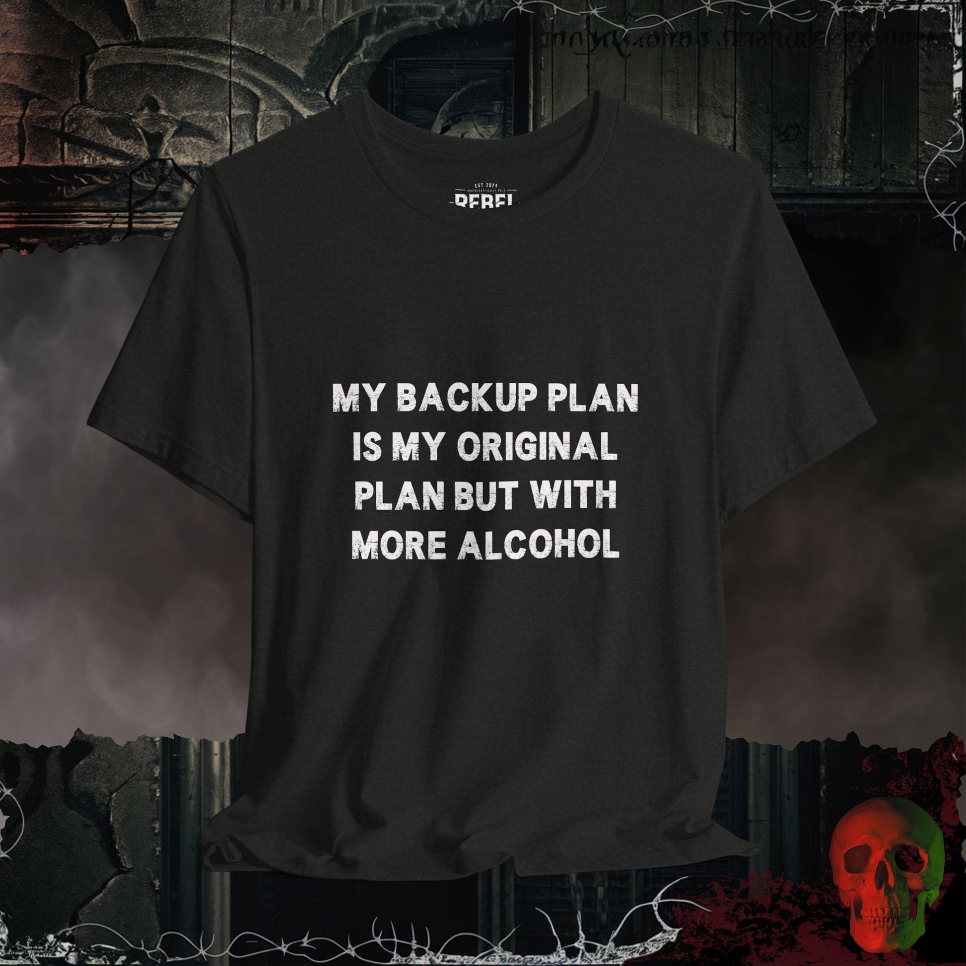 T-Shirt Black Heather / S Backup Plan Booze Tee