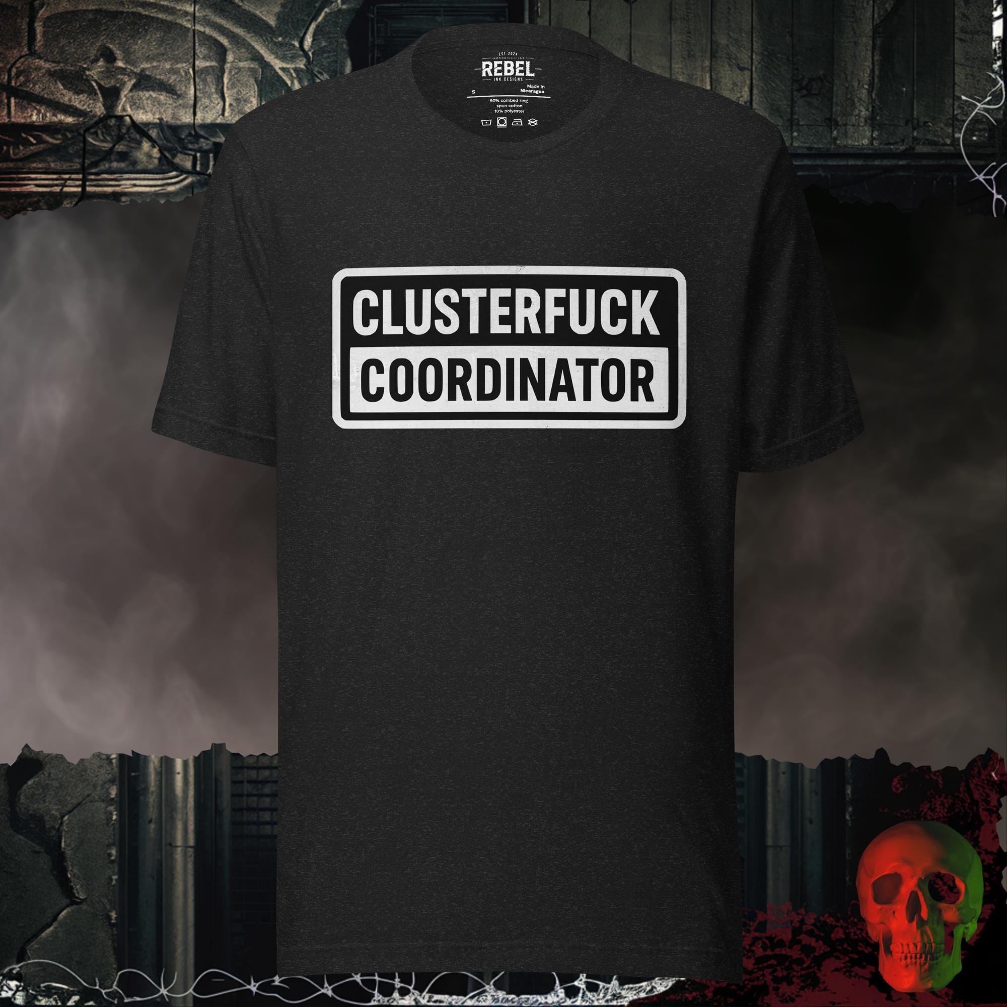 T-SHIRT Black Heather / S Clusterfuck Coordinator Graphic Tee | Rebel Ink Designs