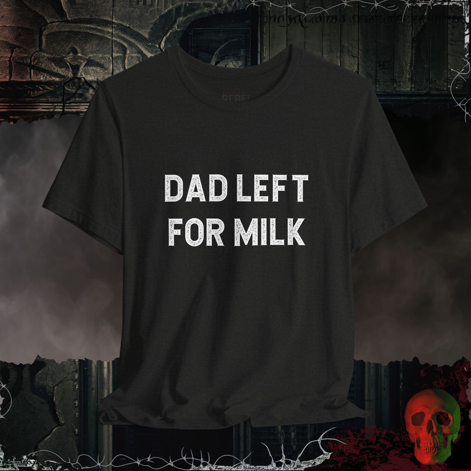 T-Shirt Black Heather / S Dad Left For Milk T-Shirt